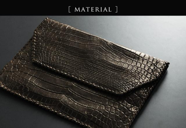 ヘンローン社製原皮使用 クロコダイル クラッチバッグ マット加工 ダークブラウン / レディース(No.06000660-2)
