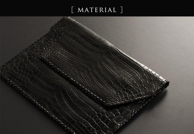 ヘンローン社製原皮使用 クロコダイル クラッチバッグ マット加工 ブラック / レディース(No.06000660-3)