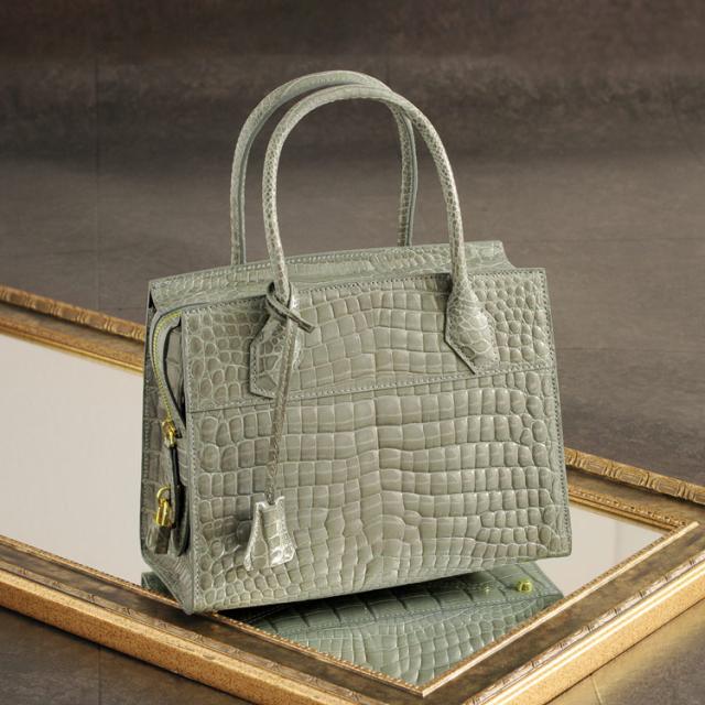 クロコダイルハンドバッグシャイニング加工センター取り南京錠付き2WAY仕様(No.06000916)