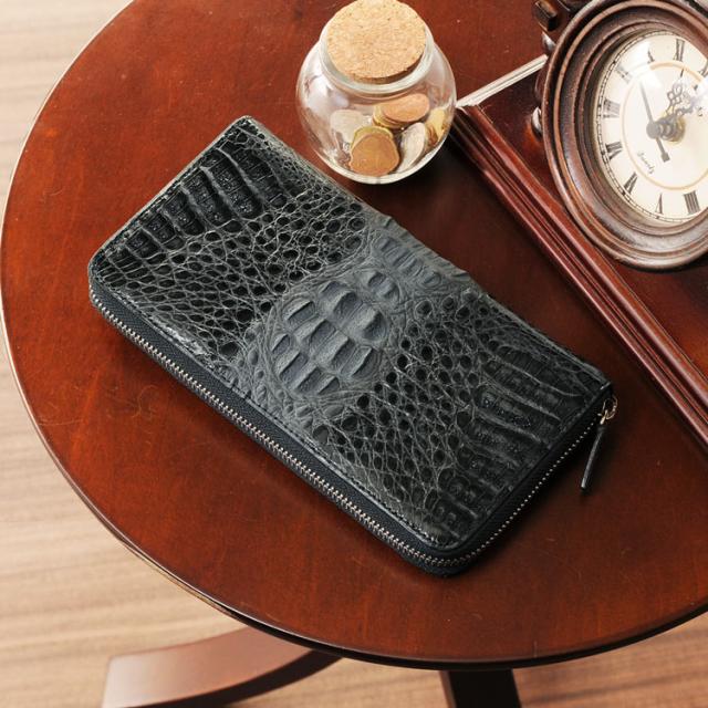 カイマン 長財布 ラウンド ファスナー フルオープン シャイニング 加工 シルバー 金具 手帳型 / メンズ 送料無料!!(06000957-mens-1)_8
