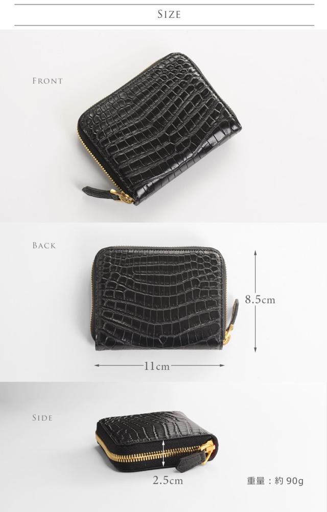 クロコダイル コンパクト 財布 マット 加工 メンズ ヘンローン ラウンドファスナー 全15色 (No.06001044-mens-1)_7
