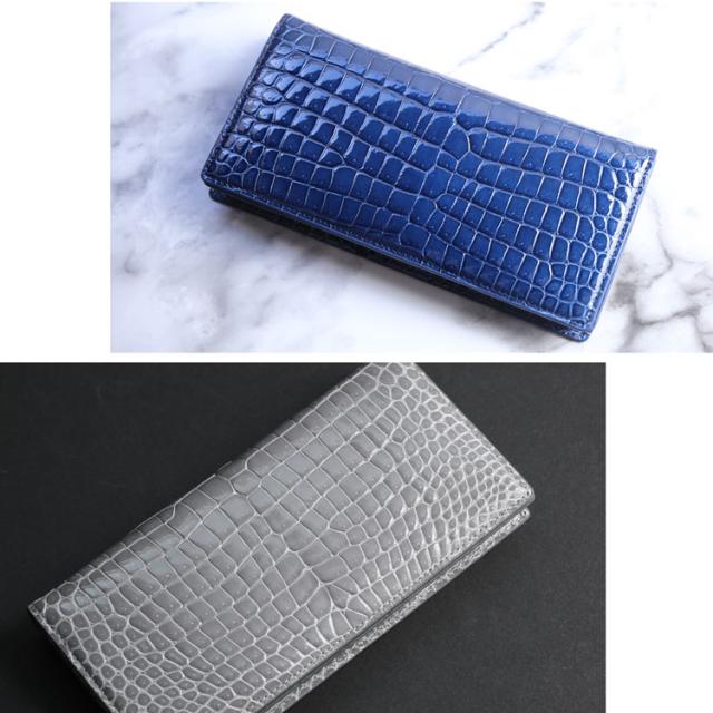 スモール クロコダイル メンズ 長財布 シャイニング加工 無双 一枚革 センター取り スモールクロコダイル 保証書 付き プレゼント ギフト(06001052-mens-1r)_9