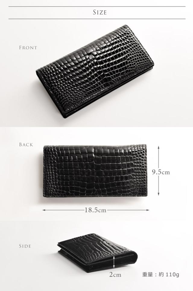 スモール クロコダイル メンズ 長財布 シャイニング加工 無双 一枚革 センター取り スモールクロコダイル 保証書 付き プレゼント ギフト(06001052-mens-1r)_4