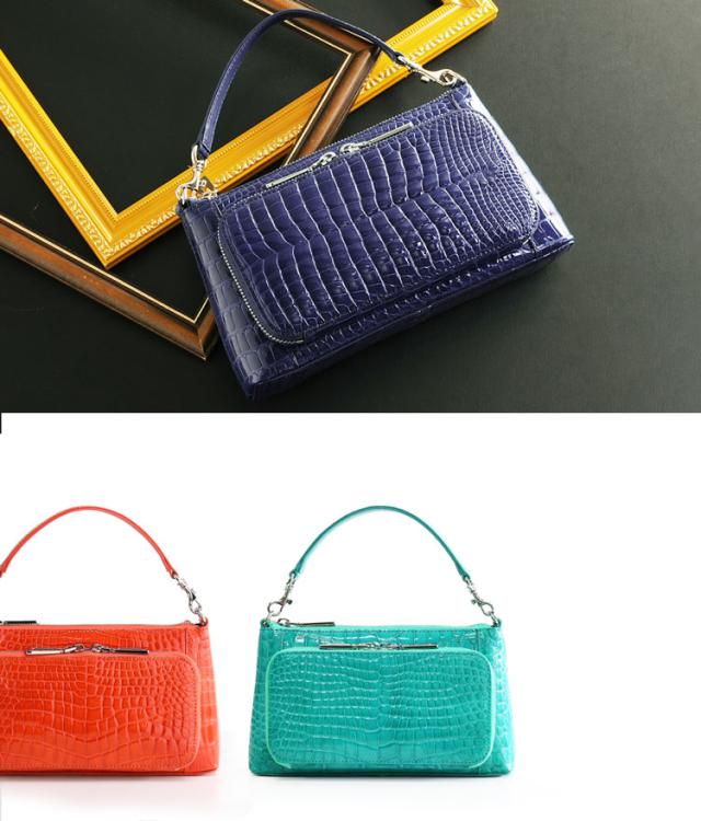 クロコダイル お財布ポシェット 3WAY ミニバッグ シャイニング 加工 ハンドバッグ ショルダーウォレット レディース(No.06001106)_10