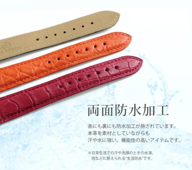 腕時計 付け替え用 ベルト 本革 メンズ アリゲーター 鰐皮 20mm 男 交換用 スペアベルト レザーベルト 防水