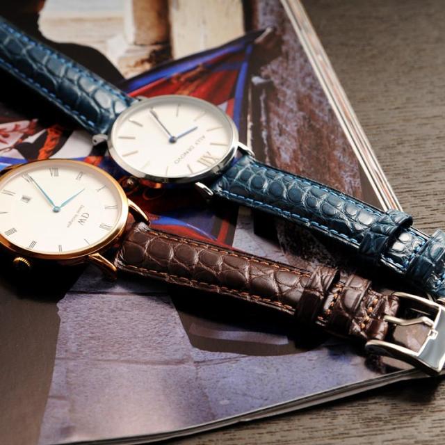 腕時計 付け替え用 ベルト 本革 メンズ アリゲーター 鰐皮 20mm 男 交換用 スペアベルト レザーベルト 防水