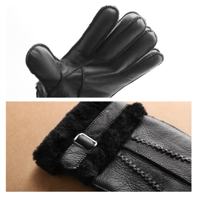 ムートン ダブルフェイス レザーグローブ メンズ 手袋 本革 ブラウン