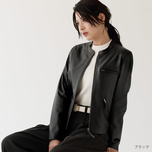 【極美品】EPOCA フリルラムレザージャケット シングルライダース 三陽商会 極美品】EPOCA フリルラムレザージャケット シングルライダース