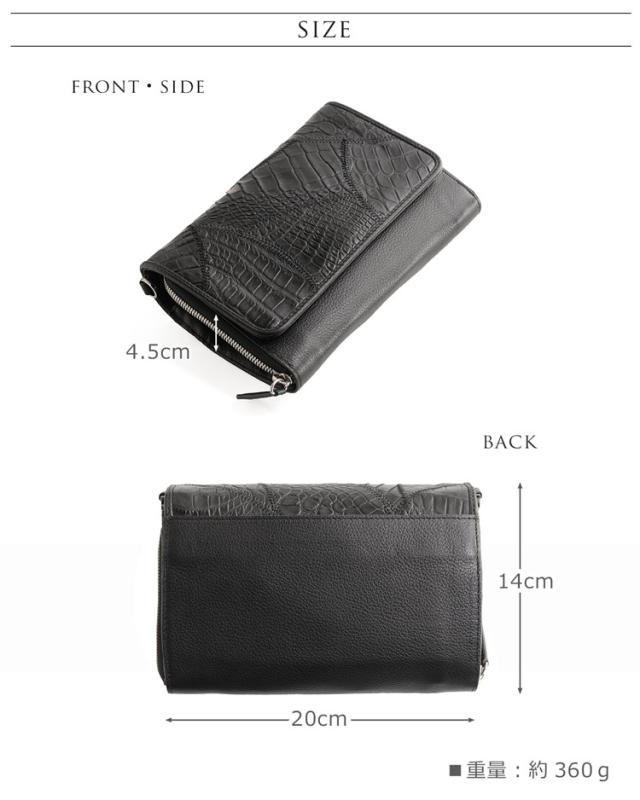 お財布 ポシェット 2WAY クロコダイル ステッチワーク バッグ ショルダー 牛革 レディース レッド/ネイビー/ブラウン/ブラック/グレー_6