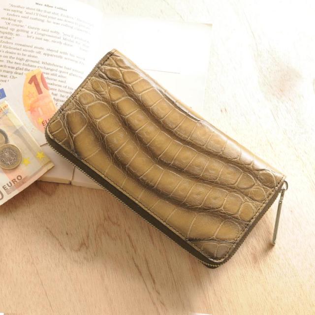 クロコダイル 長財布 レディース マット 加工 シルバー金具 ラウンド 