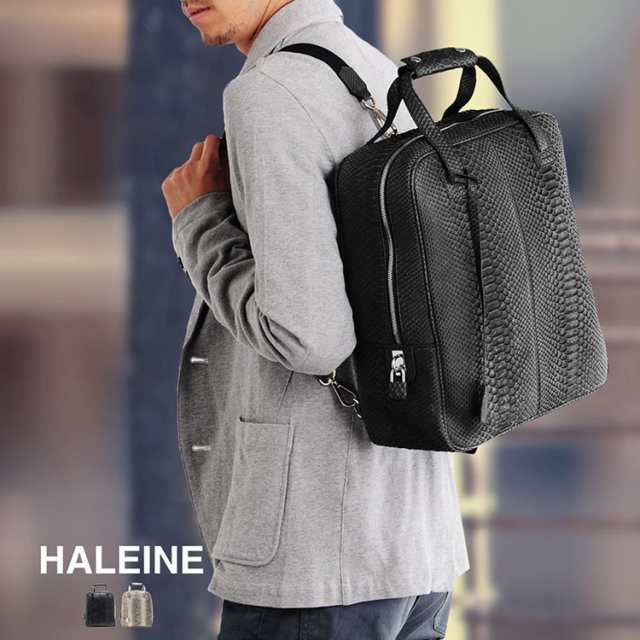 HALEINE[アレンヌ]ダイヤモンドパイソンリュックサック(No.06000242-mens-1)パイソン蛇へびパイソン