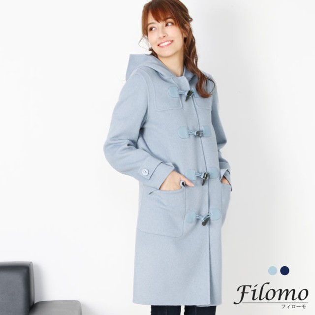 Filomo [フィローモ] カシミヤ ブレンド ウール ダッフル コート ダブルフェイス バイカラー レディース レトロブルー/ネイビー(02000251