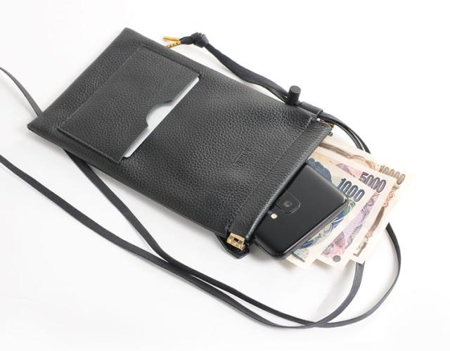 Jamale 日本製 ミニ マルチポーチ シュリンクレザー レディース(No