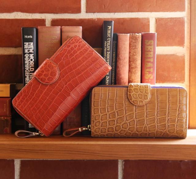 クロコダイル ラウンドファスナー 長財布 バイカラー マット加工 レディース(No.06001440) クロコダイル ラウンドファスナー 長財布 バイカラー マット加工