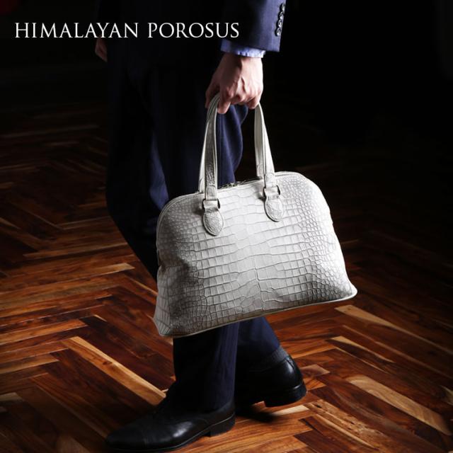 ヒマラヤ ポロサス 日本製 メンズ ハンドバッグ センター取り JRA 両開ファスナー スモール クロコダイル (No.06001494-mens-1)