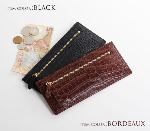 クロコダイル 薄型 長財布 レディース ポロサス スモールクロコダイル 
