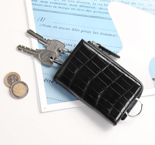 クロコダイル キーケース シャイニング 加工 小銭入れ 付き ヘンローン