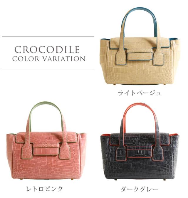 クロコダイル 2WAY ミニ ハンドバッグ レディース マット 加工