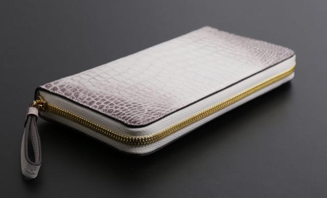ヒマラヤ クロコダイル 長財布 メンズ ラウンドファスナー センター取り 一枚革 ゴールド金具(06001556-mens-1r)_7