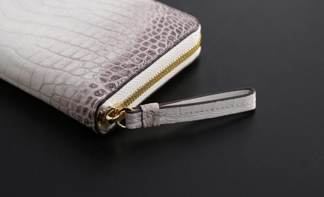 ヒマラヤ クロコダイル 長財布 メンズ ラウンドファスナー センター取り 一枚革 ゴールド金具(06001556-mens-1r)_8