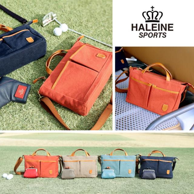ゴルフ カートバッグ ラウンドバッグ ブランド HALEINE SPORTS 帆布 ヌメ革 日本製 トートバッグ ミニトートバッグ レディース メンズ 2WAY ショルダー カートトート 布 横 スポーツ 軽量 おしゃれ(07000417r)_1