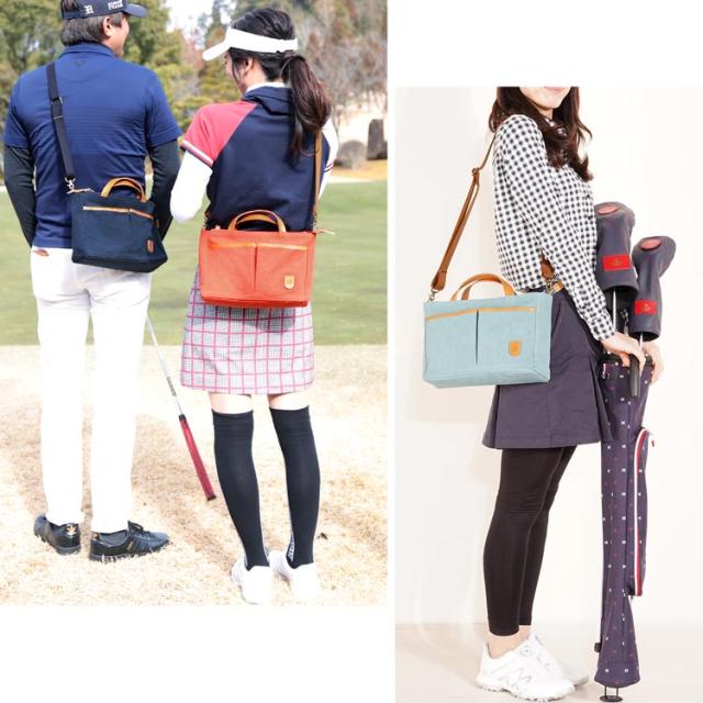 ゴルフ カートバッグ ラウンドバッグ ブランド HALEINE SPORTS 帆布 ヌメ革 日本製 トートバッグ ミニトートバッグ レディース メンズ 2WAY ショルダー カートトート 布 横 スポーツ 軽量 おしゃれ(07000417r)_2