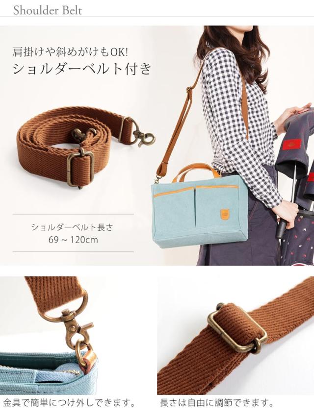 ゴルフ カートバッグ ラウンドバッグ ブランド HALEINE SPORTS 帆布 ヌメ革 日本製 トートバッグ ミニトートバッグ レディース メンズ 2WAY ショルダー カートトート 布 横 スポーツ 軽量 おしゃれ(07000417r)_9