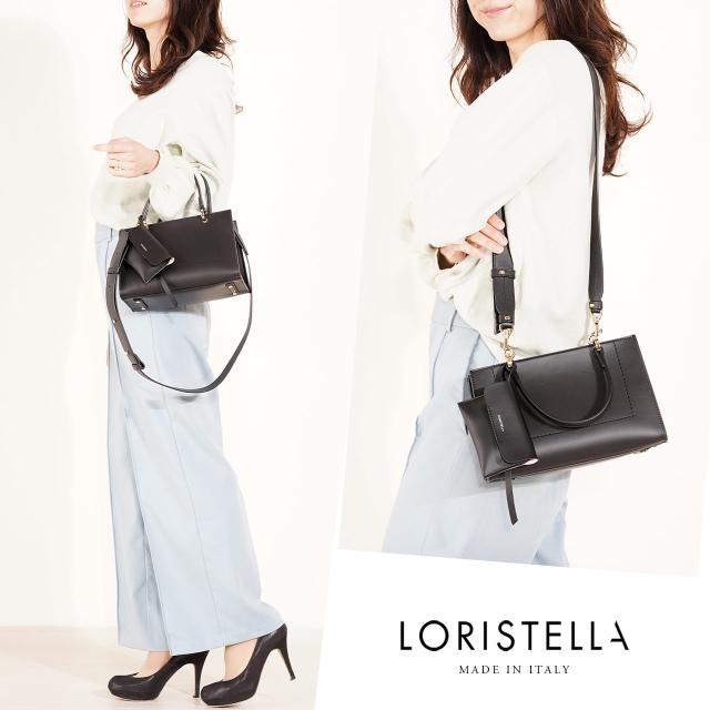 ハンドバッグ レディース きれいめ ポーチ付き 軽量 ブランド LORISTELLA イタリア 2way バッグ ショルダーバッグ 斜め 小さめ ロリステッラ 革 本革 牛革 黒 ギフト プレゼント (07000426r)_11