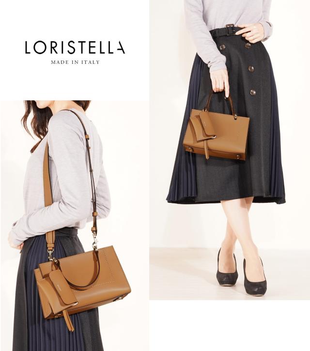 ハンドバッグ レディース きれいめ ポーチ付き 軽量 ブランド LORISTELLA イタリア 2way バッグ ショルダーバッグ 斜め 小さめ ロリステッラ 革 本革 牛革 黒 ギフト プレゼント (07000426r)_2