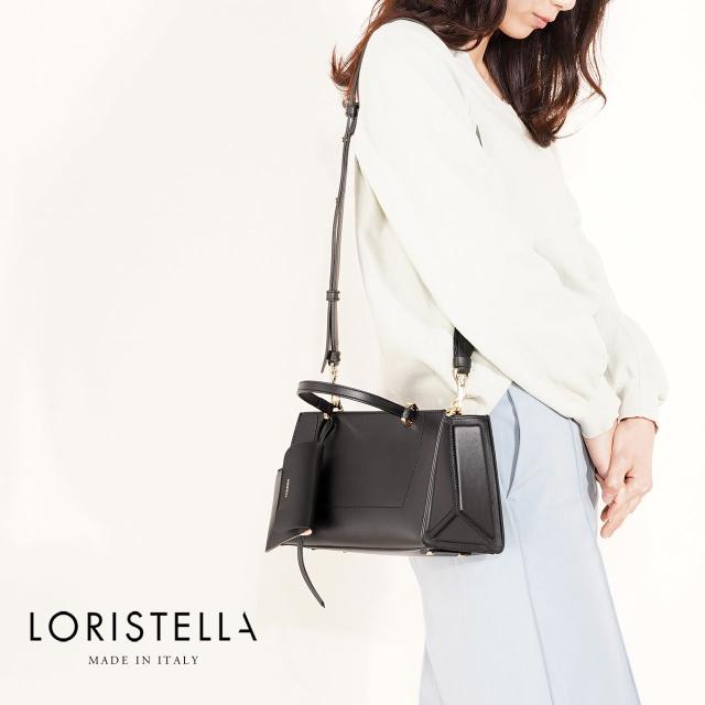 ハンドバッグ レディース きれいめ ポーチ付き 軽量 ブランド LORISTELLA イタリア 2way バッグ ショルダーバッグ 斜め 小さめ ロリステッラ 革 本革 牛革 黒 ギフト プレゼント (07000426r)_1