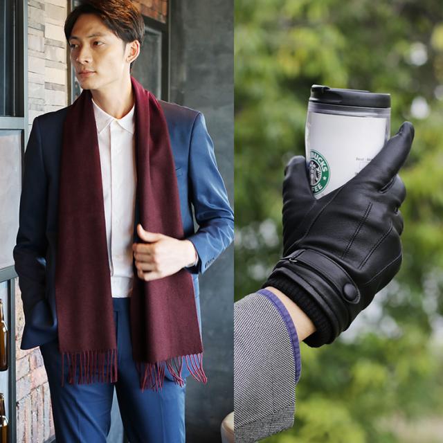 ギフトセット 男性向け カシミヤマフラー レザー手袋 カシミヤ100