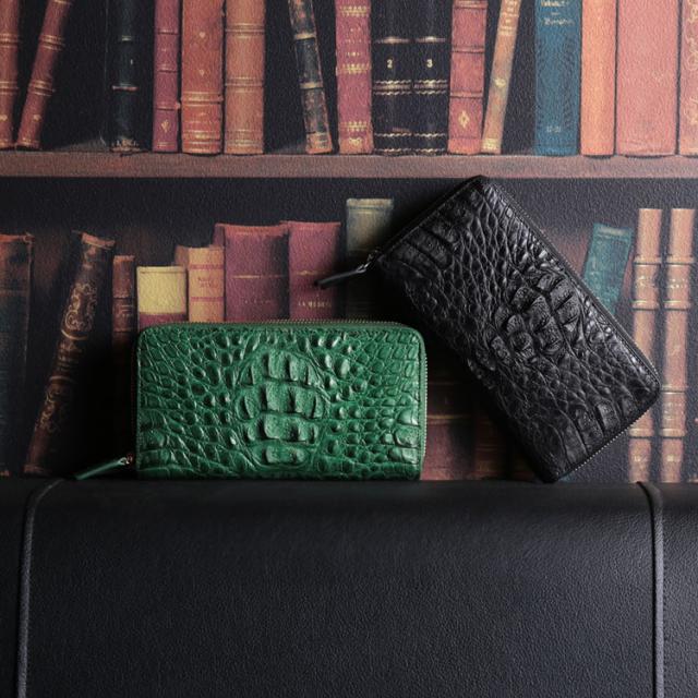 カイマン 頭 ラウンドファスナー 長財布 レディース マット加工 財布