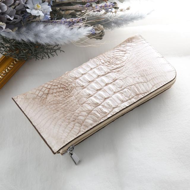ヒマラヤ クロコダイル L字ファスナー 長財布 小銭入れ付き レディース シャイニング 加工 薄型 スリム ホーンバック ワニ革 鰐革 女性 ギフト プレゼント 母の日 (06001621r) ヒマラヤ クロコダイル L字ファスナー 長財布 小銭入れ付き レディース