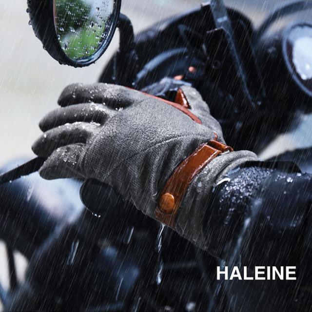 ダウンファブリック オイルレザー メンズ 手袋 グローブ 防風 防水 本革 HALEINE(05000052r)