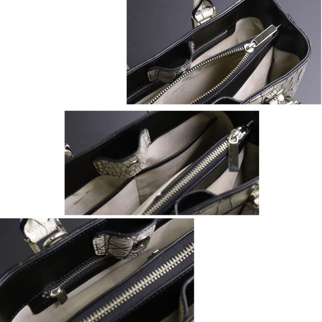 クロコダイル ハンドバッグ レディース 日本製 2WAY ショルダーベルト付き 保証書 付き JRAクロコダイルバッグ 本革 鰐革 レディースバッグ 2WAYバッグ(06001670r)_6