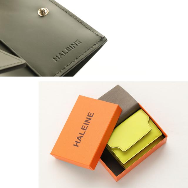 本革 ミニ財布 レディース 三つ折り フランス製牛革 HALEINE エナメル