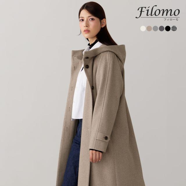フード付きコート レディース 冬 M L ウールタッチ 洗える ロング丈 フード付き コート Filomo フィローモ カラーコート ウールライク ウォッシャブル アウター ロング丈コート ロングコート フーテッドコート スーパーロング 敬老の日 7F (08000222r)の通販は 18,700円