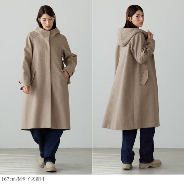 ロングコート フード付き レディース ロング丈 コート フード付きコート 冬 M L ウールタッチ 冬アウター ゆったり アウター ロング丈コート ラグラン 洗える Filomo フィローモ ブランド フーテッドコート ギフト プレゼント 6F (08000222r)