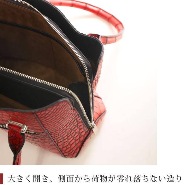 クロコダイル ハンドバッグ レディース 2WAY ショルダーベルト付き 日本製 保証書 付き JRA 本革 鰐革 レディースバッグ 肩掛け 斜め掛け(06001674r)_6