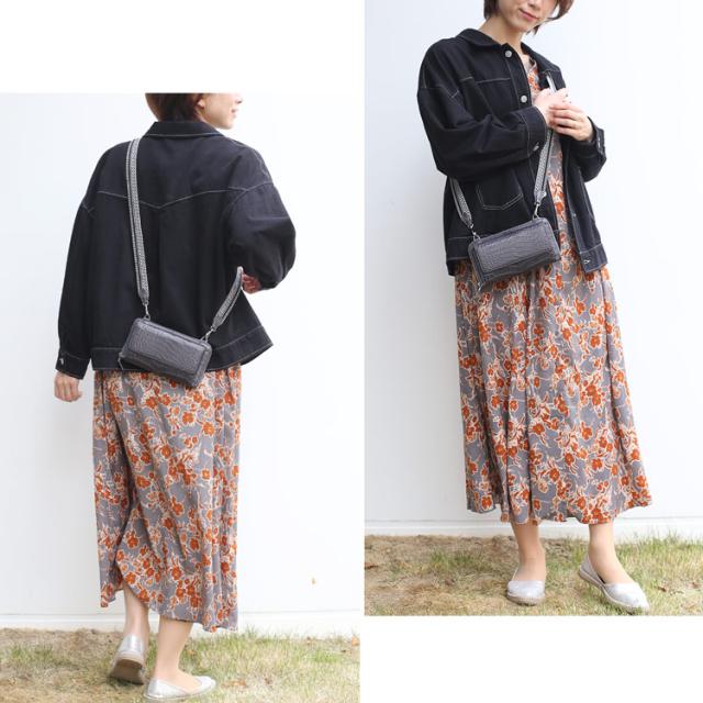 クロコダイル ウォレットバッグ お財布 ポシェット 2way レディース 内側 パイソン バイカラー ラムレザー(06001684r)_14