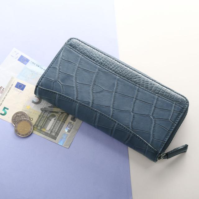 クロコダイル ラウンドファスナー 長財布 レディース 日本製(06001713r