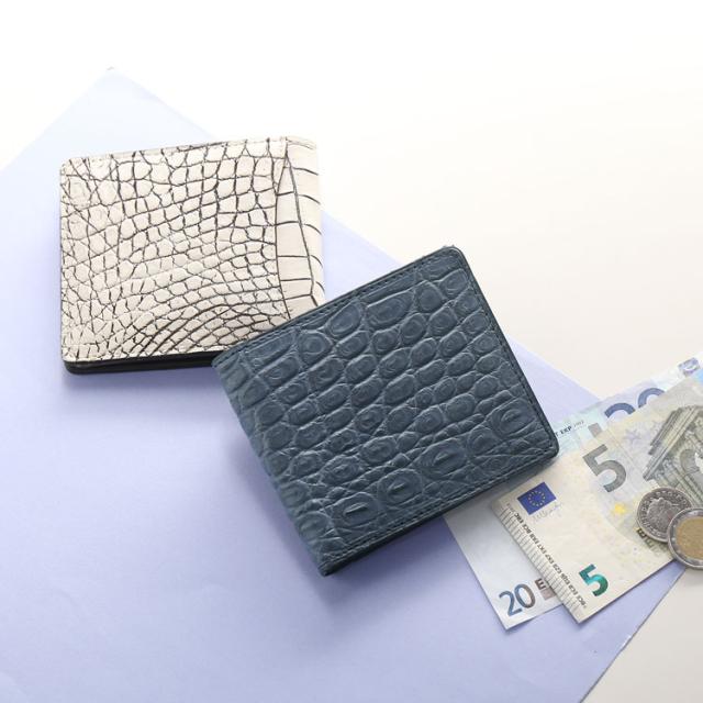 クロコダイル 二つ 折り財布 日本製 レディース マット/目地染め 本革 鰐革 4FA wallet レディース財布 二つ折り プレゼント ギフト(06001715r)