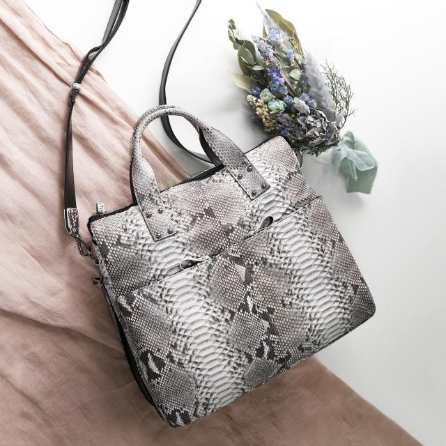 ダイヤモンド パイソン トートバッグ レディース 2WAY ショルダーベル付き A4 対応 ブラック/ナチュラル 4FA 本革 蛇革 プレゼント ギフト(06001717r)