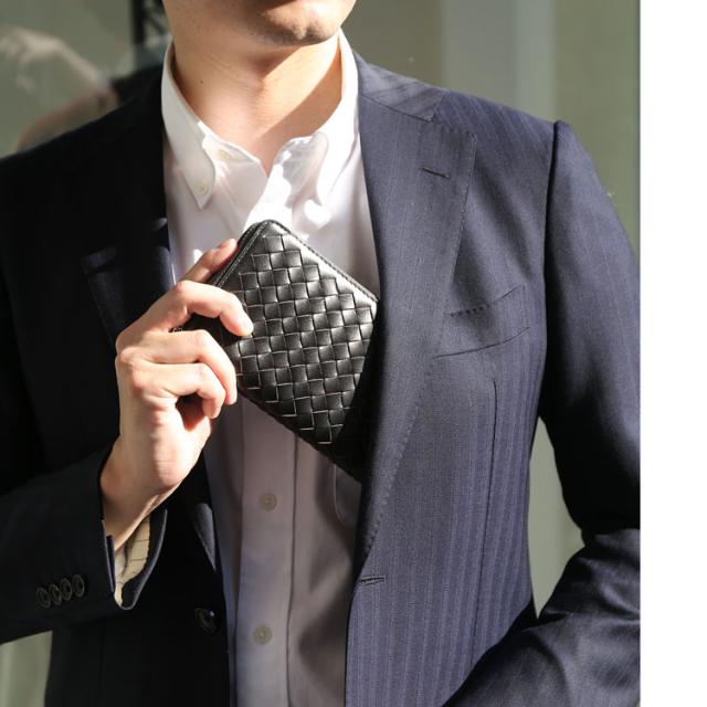 財布 メンズ 長財布 イントレチャート ラム 本革 メッシュ ラウンドファスナー 柔らかい 4FC(07000518-mens-1r)_6