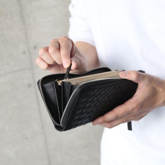財布 メンズ 長財布 イントレチャート ラム 本革 メッシュ ラウンドファスナー 柔らかい 4FC(07000518-mens-1r)_3
