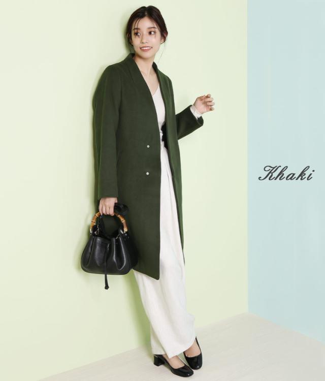 ノーカラーコート レディース Vネック 卒園式 入園式 卒業式 入学式 冠