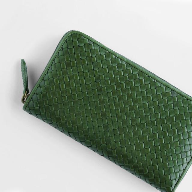 ヌメ革 イントレチャート 長財布 メンズ 本革 大容量 ラウンド