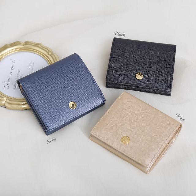 二つ折り財布 box型小銭れ レディース 本革 牛革 小さい財布