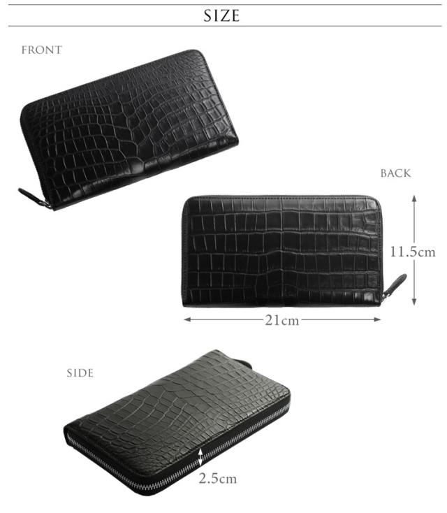 ナイルクロコダイル レディース 長財布 手帳型 マット 加工 センター