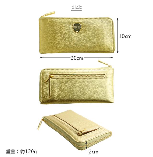 長財布 レディース 本革 L字ファスナー ブランド 革 ゴールド